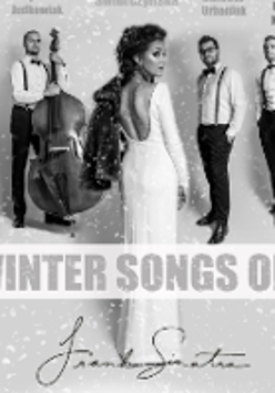 Black and white concert posters with photo of the artists.