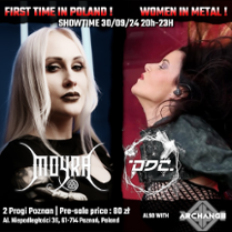 Concert poster with two separate photos of two women and information about the event.