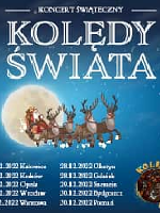 Concert poster: Santa's sleigh; the Moon and dark blue sky as a background. In the bottom information about the event.