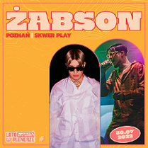 Concert poster: two photos of the artist on yellow background