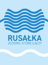 Graphic image in blue colours: the title of the festival and lines symbolizing waves.