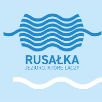 Graphic image in blue colours: the title of the festival and lines symbolizing waves.