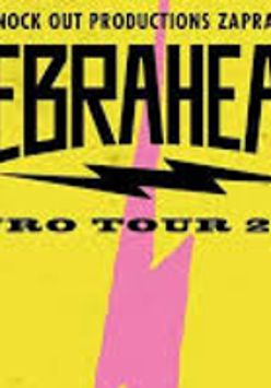 Concert poster in yellow, pink and black colours.