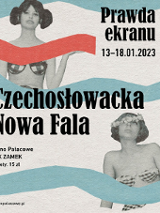 Artistic poster in pastel colors with two women in swimsuits from films presented as part of the review.