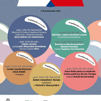 Poster: colourful circles with information about the events in each of them.