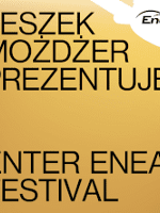 Festival poster - title of the festival on golden background.