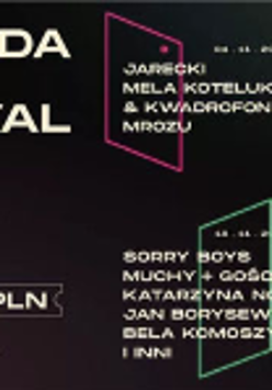 Part of festival poster - information about concerts on black backgroound