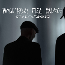 Black and white event poster with white captions - information about the concert