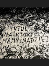 On the black background there is an inscription made of white particles spread apart: "The title we are hoping for".