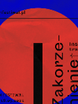 Red circle with black captions on a violet background