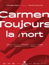 Event poster - white inscriptions (information about the event) on red background.