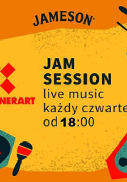 Colourful poster with information about the event and drawings of musical instruments.