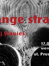 Exhibition poster: black and white abstract photo and information about the event.