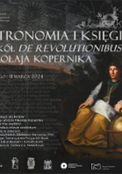 Exhibition poster with painting depicting Copernicus and information about the event.