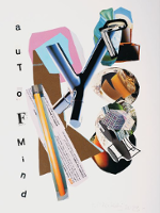 Exhbition poster: various colourful objects and the title of the exhibition.