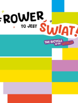 Exhibition poster:thick horizontal colorful stripes, with the title of the exhibition in the upper part of the graphic.