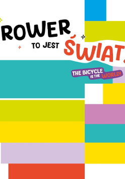 Exhibition poster:thick horizontal colorful stripes, with the title of the exhibition in the upper part of the graphic.