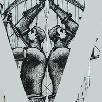 Black and white exhibituion poster.