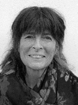 Black and white photo of the artist