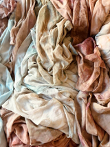 Multi-colored thin fabrics intertwined with each other