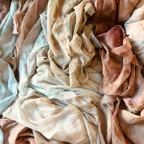 Multi-colored thin fabrics intertwined with each other