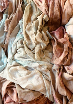 Multi-colored thin fabrics intertwined with each other