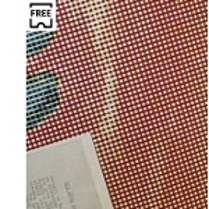 Event poster - dotted white and brown background, in the lower left corner a fragment of a white sheet with printed text