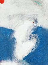 One of the artist's work in blue and white colours (abstraction).