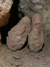 One of the exhibition works - photo of two meteorites.
