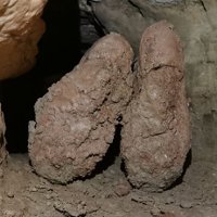 One of the exhibition works - photo of two meteorites.