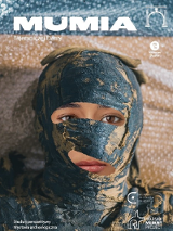 Photo of woman's face partly covered with dark cloth.