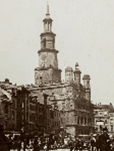 One of the works from exhibition: black and white photo of Poznań Town Hall