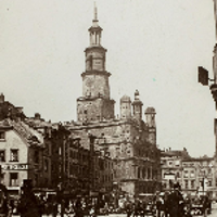 One of the works from exhibition: black and white photo of Poznań Town Hall