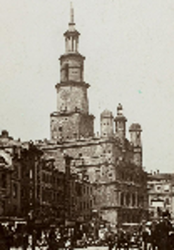 One of the works from exhibition: black and white photo of Poznań Town Hall