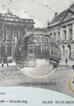 Exhibition poster - black and white photo of buildings from the turn of XIX i XX centuries and information about the event.