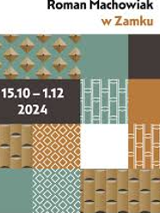 Exhibition poster: several squares in green, brown and white colours with various patterns on them. The title of the exhibition and dates of it.