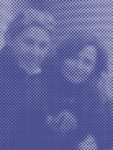 Photo of two persons in violet colours.