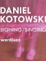 Exhibition poster in pink colours with white text - title of the exhibition and the artist's name.