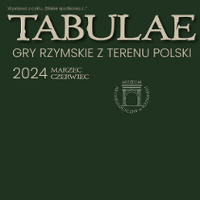 Exhibition poster - information about the event on dark green background.