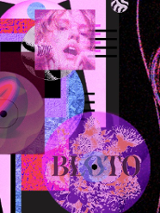 Exhibition poster: graphics depicting record discs.