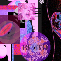 Exhibition poster: graphics depicting record discs.