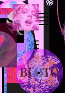 Exhibition poster: graphics depicting record discs.