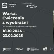 Exhibition poster: information about the event on black background.