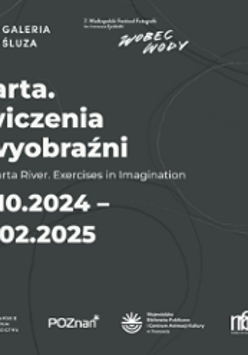 Exhibition poster: information about the event on black background.