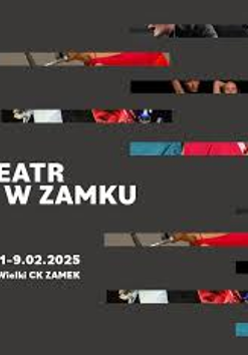 Exhibition poster: fragments of photos on dark grey background and information about the event.