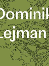 Exhibition poster with the name of the artist (white letters an green and black background).