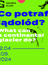 Exhibition poster with information about it: text on a bright green background