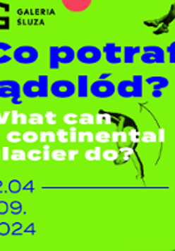 Exhibition poster with information about it: text on a bright green background