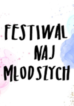 Festival poster: the title of the festival. White, blue and pink background.