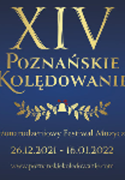 Poster with information about the festival - golden inscriptions on dark blue background
